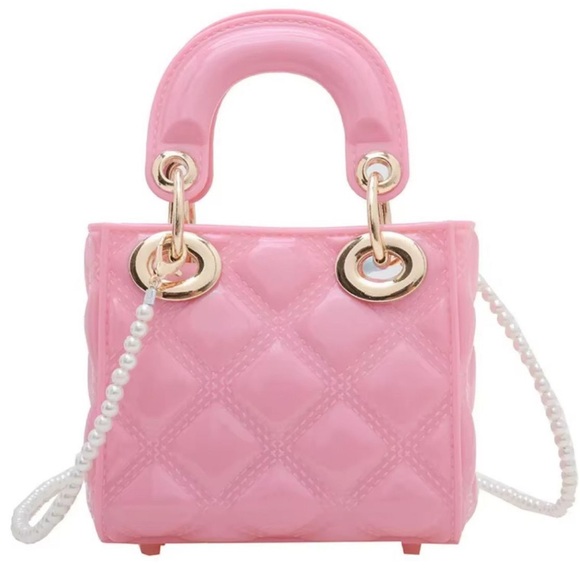 Handbags - Pearl Strap Mini Jelly Pink Bag